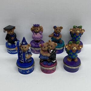 Lot Of 7 1999 CLAIRE'S Collectible Bear Trinket Boxes Hinged Vintage - READ